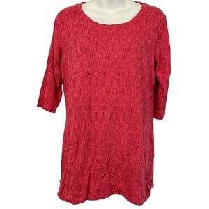 Toad & Co Womens Organic Cotton Stretch Knit Print Pockets Top Shirt sz S